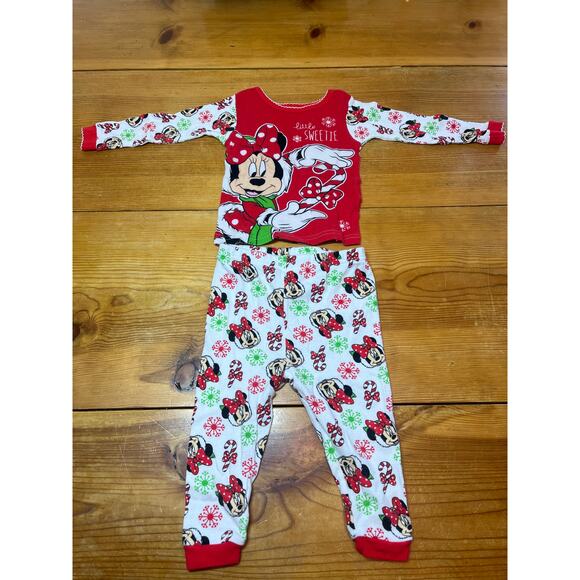 Disney Baby Minnie Mouse Christmas Pajamas Girls Pjs Size 18 Months - Picture 1 of 5